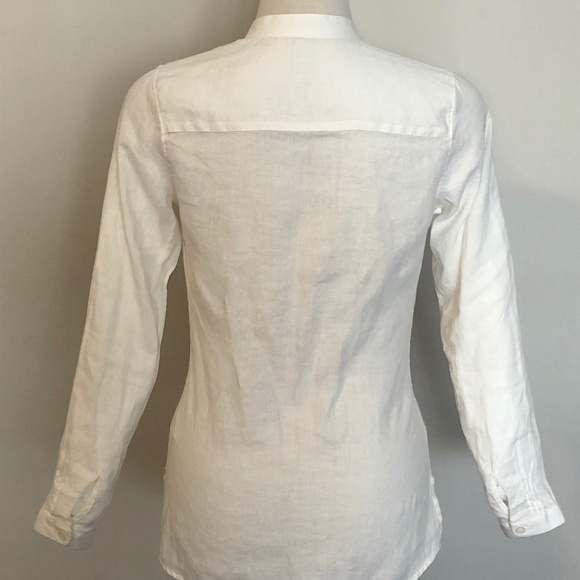 Like-New L.L. Bean White Linen Button-Down Top - Picture 11 of 15